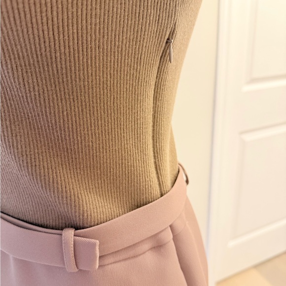 THEORY Combo Dress Bistretch Wool Twill Ribbed Sweater Turtleneck Size M - Picture 8 of 15